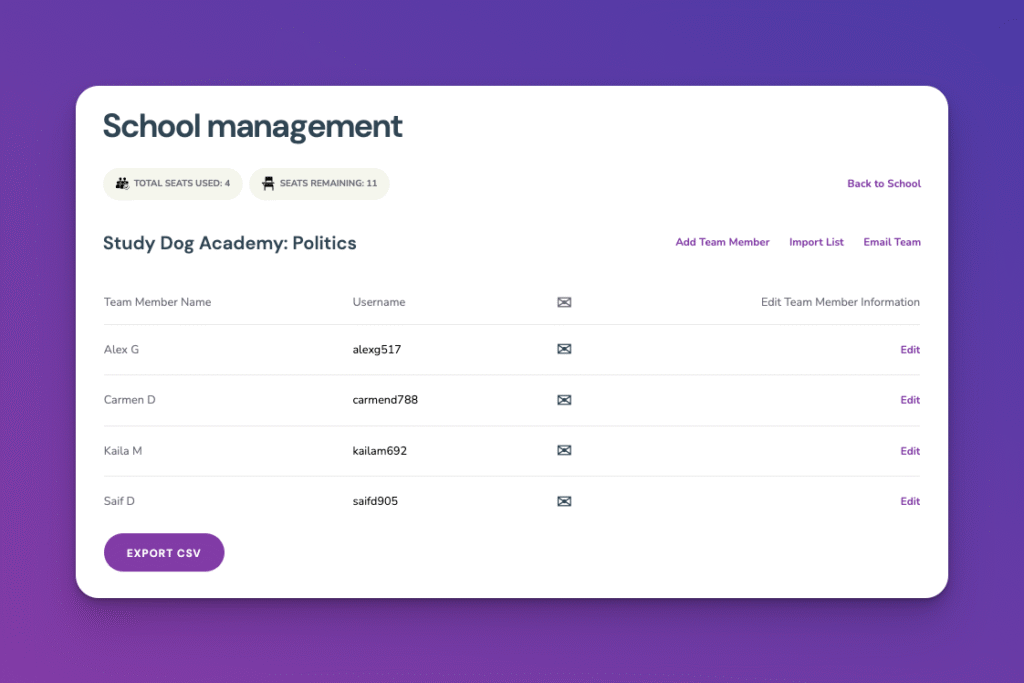 Add and remove students with ease, using our school management system.