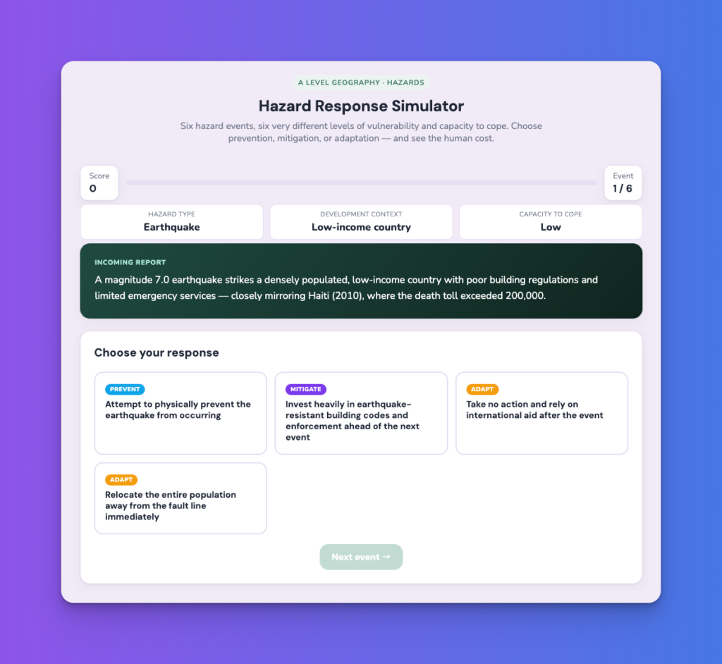 A Level Geography Simulator