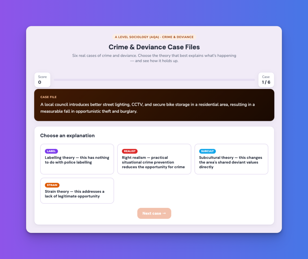 A Level Sociology Simulator