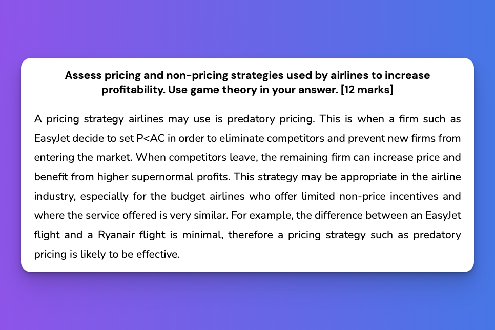 A Level Economics Model Answers