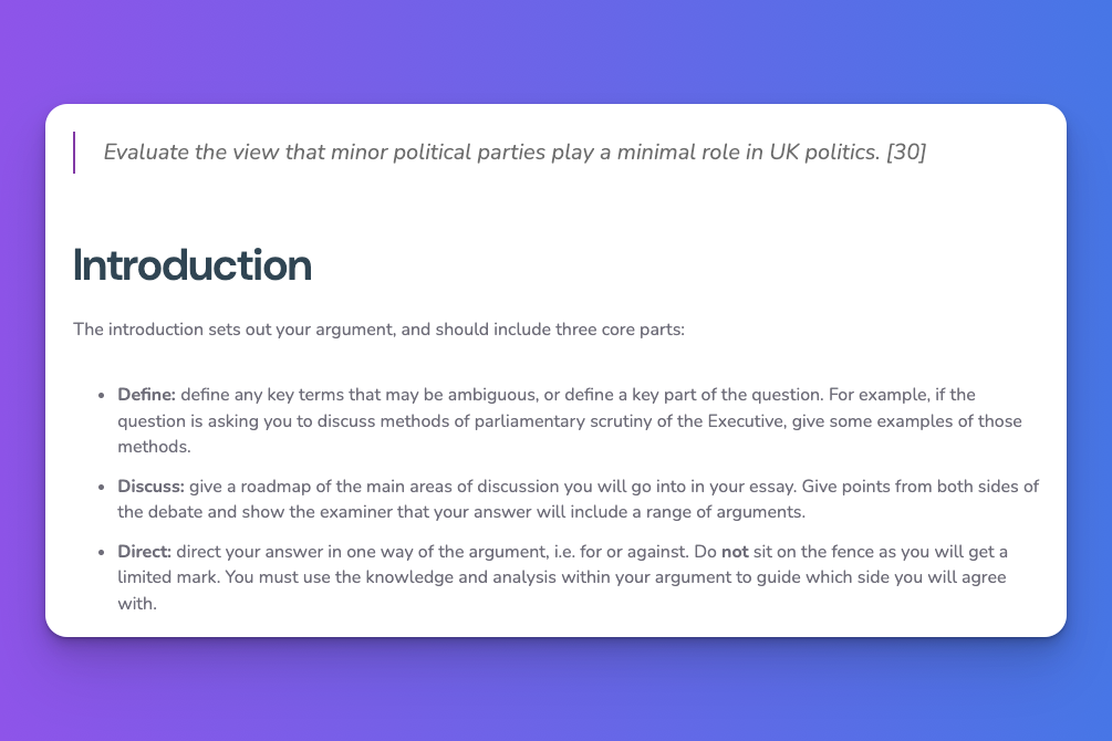 A Level Politics Exam Guidance