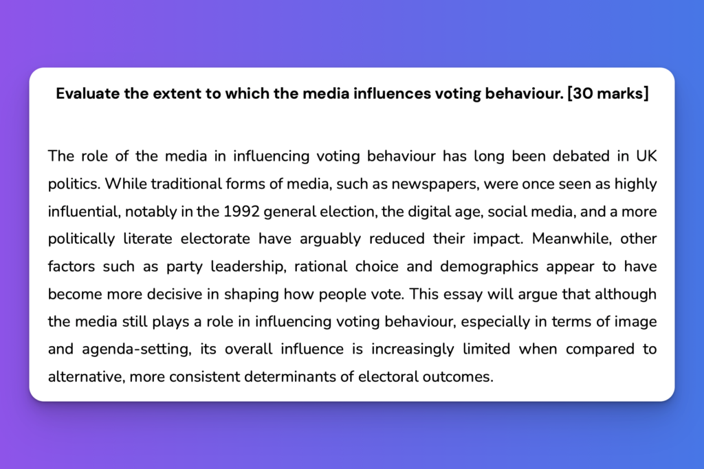 A Level Politics Model Answers